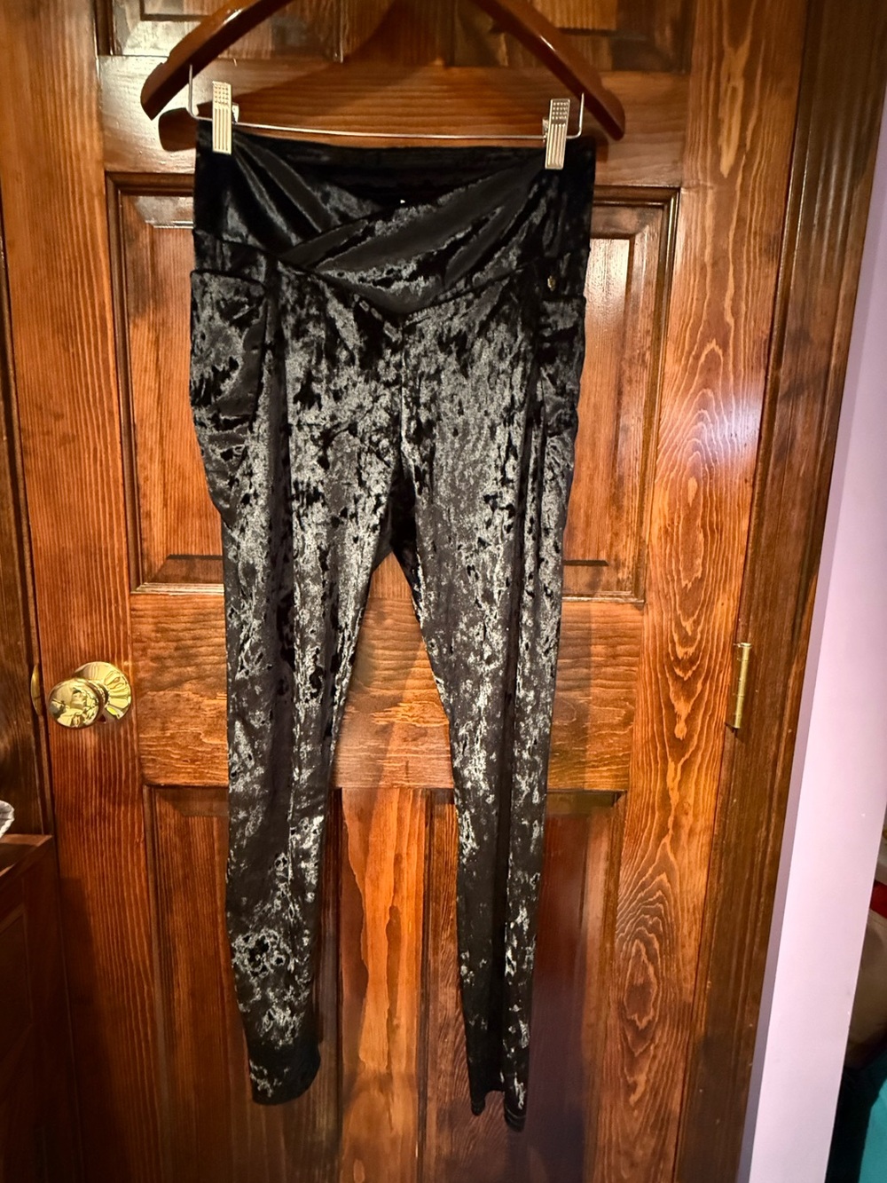 Fabletics Black Crushed Velvet High-Waist Leggings